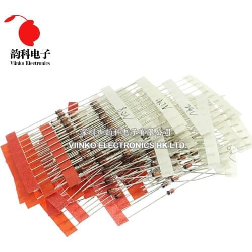 1W (3V to 33V) 250 Pcs 25 Values 1W Zener Diode Assorted kit Assortment Set New
