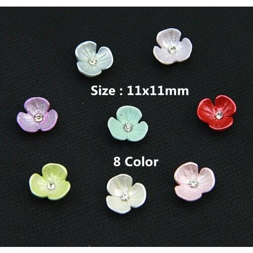 Hot 10pcs/Lot ABS Colorful Rhinestone Three-Flower Flower Diy Jewelry Making Findings Crafts Shoes Bag Phone Cosmetology Manicur