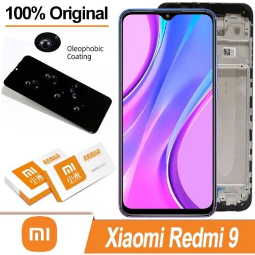 100% Original 6.53" IPS Display with frame for XiaoMi Redmi 9 LCD Touch Screen Digitizer Assembly Repair Parts