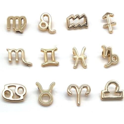 12Pcs Zodiac Sign 12 Constellation Pendant Mixed Round Lucky Charms for DIY Bracelets Necklaces Earrings Jewelry Making