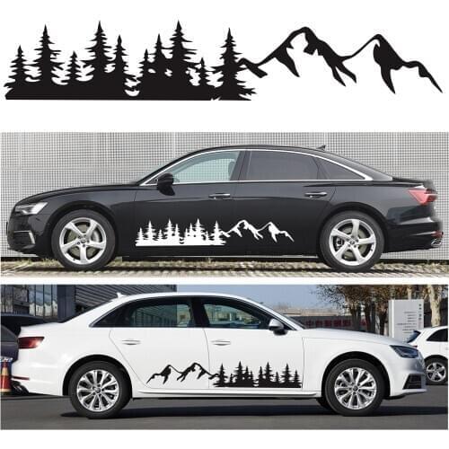 2Pcs Car Stickers and Decals Tree Mountain Decal Forest Vinyl Decals Car Door Side Stickers Styling Mouldings Car Accessories