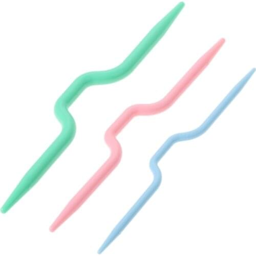 3Pcs/Set Plastic Twist Curved Needles Scarf Sweater Knitting DIY Weaving Tool Craft