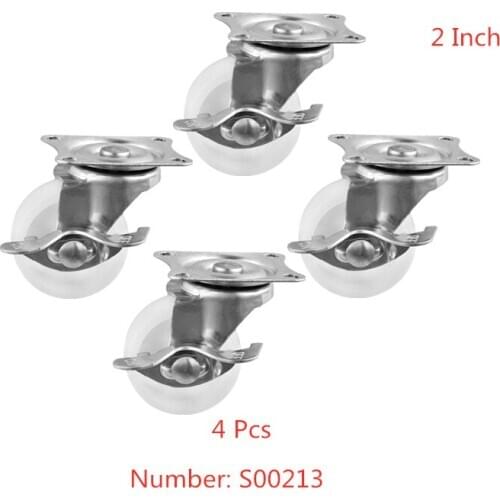 4 Pcs/Lot 2 Inch Universal Belt Brake Caster Diameter 5cm White Pp Flat Bottom Wheel Display Cabinet Roller