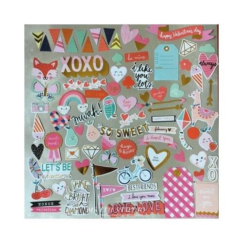 70pcs sweet love Foil Gold Paper Die Cut Stickers for DIY Scrapbooking Card Making Crafts /photo album Decoration