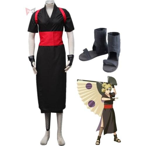 Anime Nara Temari Cosplay Costume Dress Waistband Boots Party Halloween Game Set For Girl Women Kids