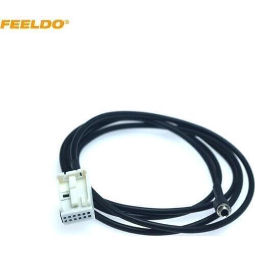 FEELDO Car 3.5mm Female To AUX-IN Audio Wire Cable Adapter for Audi A4 A3 A6 TT A8 S4 Extension Plug Wiring #HQ5802