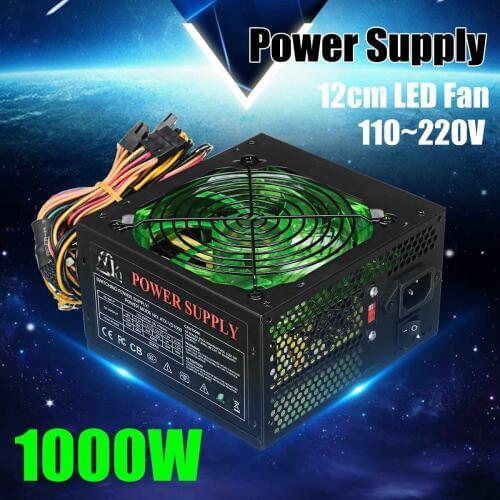 1000W 110~220V Power Supply PSU PFC 12cm LED Silent Fan ATX 24pin 12V PC Computer SATA Gaming Supply For Intel AMD Desktop