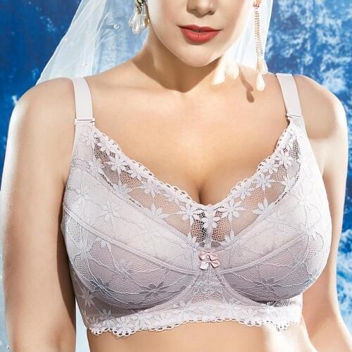 Womens Non Padded Underwire Full Coverage Sheer Lace Supportive Minimizer Bra 34 36 38 40 42 44 46 B C D E F G H I J