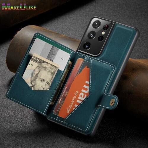 Magnetic Card Slot Case For Samsung Galaxy S21 S20 Plus Ultra Case Luxury Leather Cover For Samsung S21Plus S21Plus S20 FE S20FE