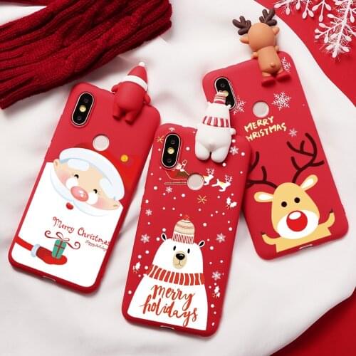 Christmas Deer 3D Doll Case For Xiaomi Redmi Note 9 9s 8 8T 7 5 6 Pro 9A 8A S2 Mi 11 10T Lite A3 SE Silicone Cover Coque Fundas