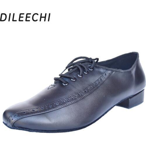DILEECHI Modern genuine leather mens dance shoes Latin dance shoes square adult dance shoes cowhide
