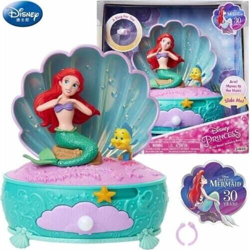Disney Cartoon Music Box Ariel Mermaid Luminous Princess Music Box Jewelry Box Girl Gift 18 Tones Plastic Electronic Type