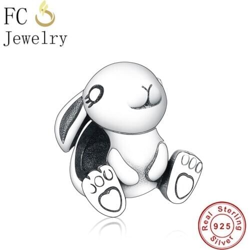 FC Jewelry Fit Original Brand Charm Bracelet Authentic 925 Silver Nini The Rabbit Love Paw Bead For Making Women Berloque 2020