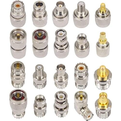 20PCS RF Coaxial Connector Kit UHF SO239 PL259 Adapter Set UHF to SMA/BNC/N/UHF/F Adapter Coax Adapter for CB Antenna