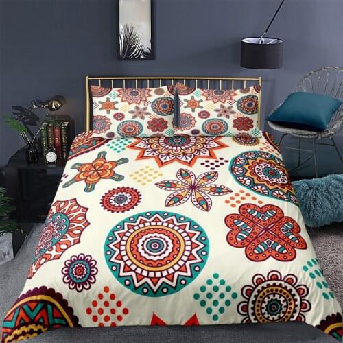 WOSTAR Retro mandala flowers duvet cover set 3d print bohemian bedding set quilt cover with pillowcase bedclothes home textiles