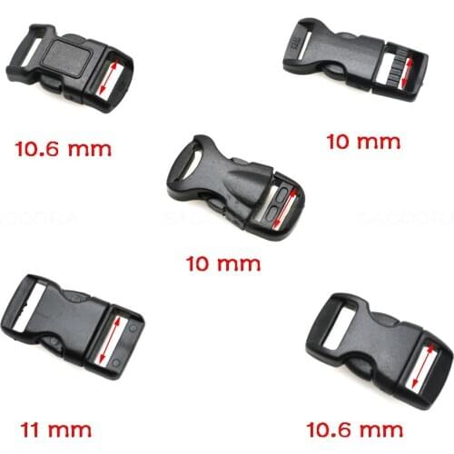 3/8"(10mm) Contoured Side Release Mini Buckles For Paracord Bracelet/Cat Collars Black 10pcs/pack