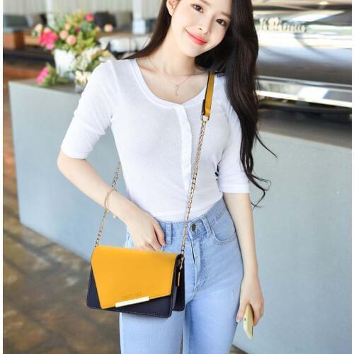 Shoulder bag Korean simple ladies shoulder bag diagonal cross-body bag fashion irregular cover hit color shoulder bag sh110033