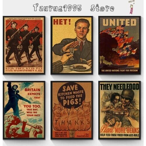 Buy three to send one New world war ii commercial poster Soviet CCCP poster retro kraft retro poster home decoration painting
