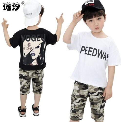Summer boys clothing sets 1-4T kids cotton t-shirt+pants 2pcs/set children camouflage trousers baby boys clothes infant outwear