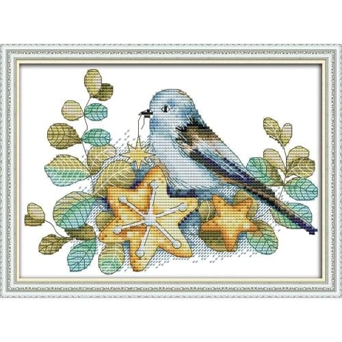 Little bird and its baby cross stitch kit aida 14ct 11ct count print canvas stitches embroidery DIY handmade