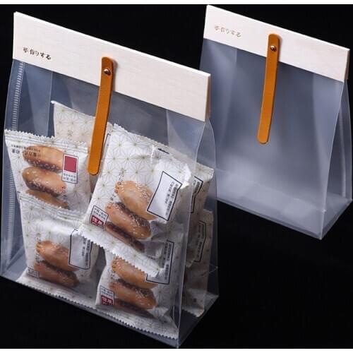 Frosted Biscuit Bag Plastic Food Bag Dessert Bake Packing Belt Wooden Card Christmas Sack Gift Pocket Halloween Candy Bag 20Pcs