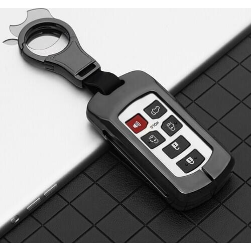 Metal leather Car Key Cover Case For Toyota Sienna 2011-2020 Key Tacoma Tacoma Smart Keyless Remote Keychain Protector 6 Button