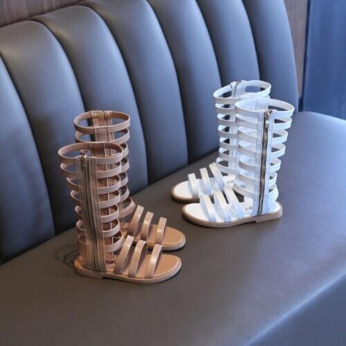 Fashion summer Girls Roman sandals children summer Boots Non-slip Children leathe Sandals for kids Size 26-37 SMG092