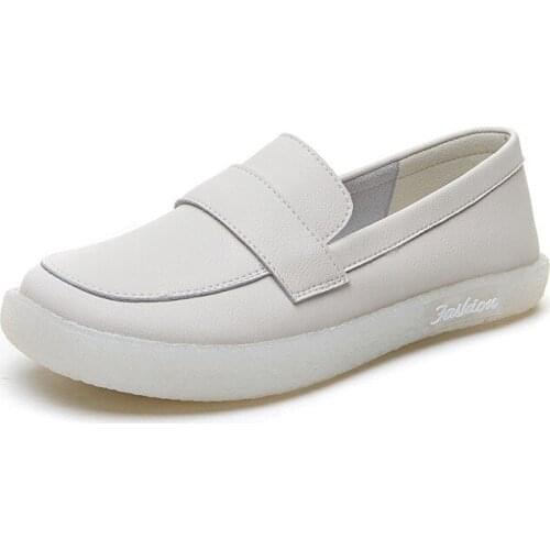 New Genuine Leather Shoes Women Flats Comfortable Soft Casual Shoes Slip on Moccasins Big Size Loafers Non-slip Driving Shoes
