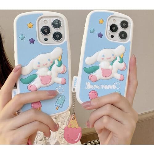 Cartoon white Phone case For iphone 12 pro max mini XS MAX X XR SE20 7 8 plus for 11 pro max Soft silicone cute cover With Strap