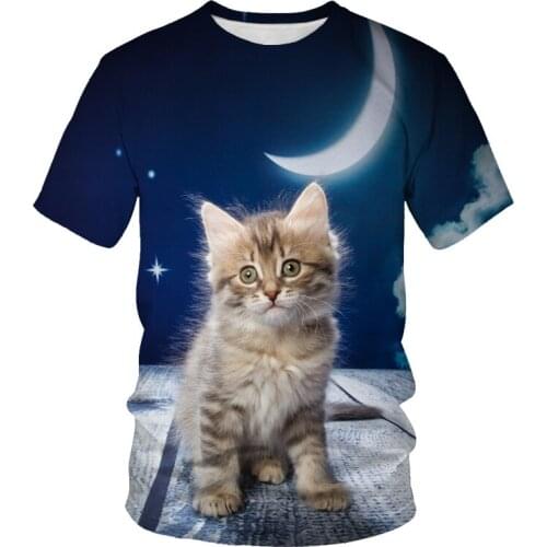 Cat print T-shirt mens fashion O-neck shirt 3DT hip-hop casual T-shirt XXS-6XL 2021 oversized T-shirt