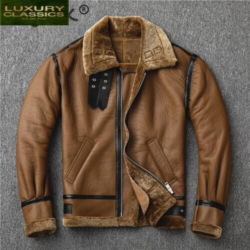 100% Genuine Leather Jacket Men Clothing 2021 Motorcycle Natural Sheep Shearling Real Fur Coat Man Chaqueta Cuero Hombre