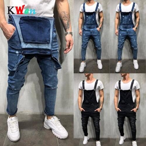 Mens Fashion Torn Thin Jeans Worn Thin Denim Denim Denim Denim Thin Denim Overalls Zipper