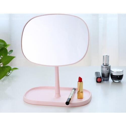 Desktop HD Makeup Mirror Base Storage One-sided Dressing Mirror Beauty Makeup Mirror 360 ° Rotating Makeup Mirror