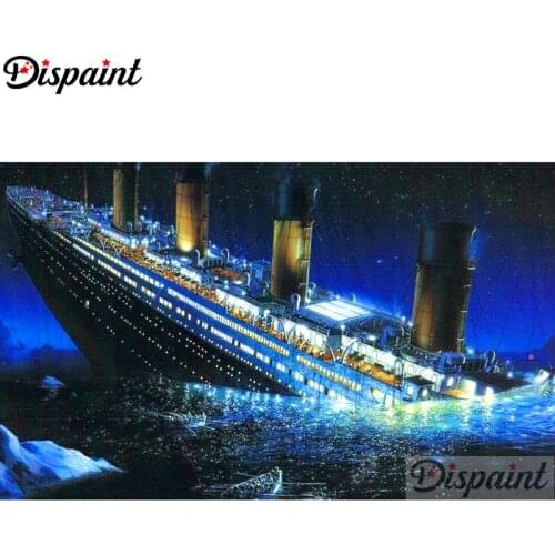 Dispaint Full Square/Round Drill 5D DIY Diamond Painting "Steamboat scenery" Embroidery Cross Stitch 3D Home Decor A11814