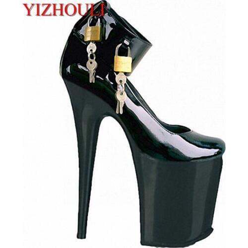 20cm Sexy high-heeled shoes, unique combination of a single shoe, magic black tape and high heels