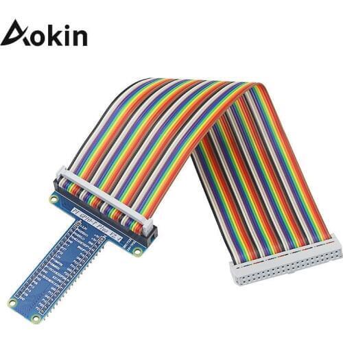 Gpio T Type Expansion Module Board Adapter With 40 Pin Gpio Female To Female Rainbow Cable For Raspberry Pi 4/3/ 2 Model B