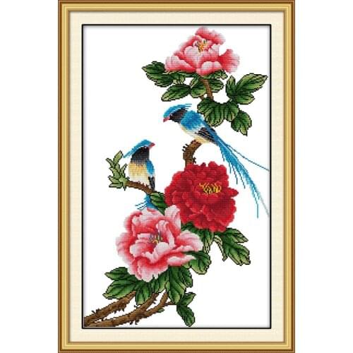 Poetic (2) cross stitch kit Chinese peony flower counted fabric 14ct 11ct hand embroidery DIY handmade needlework supplies bag