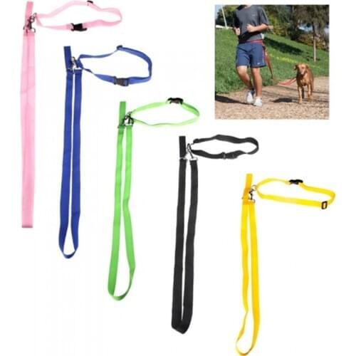 New Hands Free Dog Leash Outside Running Leash+Waist Belt Nylon Pet Sport Leash Green Black Pink Blue Yellow Pet Supplies