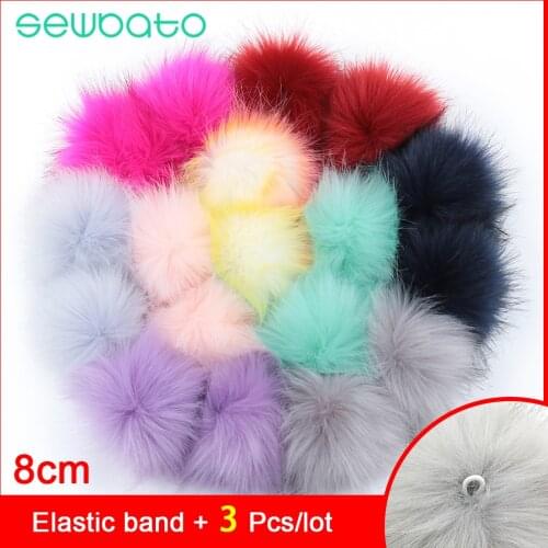 3PCS/Lot 8cm Fluffy Faux Rabbit Fur Ball Pompom Plush Women Bag Car Jewelry For Apparel Sewing Fabric Accessories Faux Fur