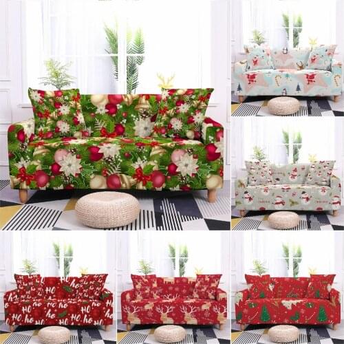 Christmas Printed Sofa Cover For Living Room Elastic Sofa Protector Sectional Sofa Slipcover Couch Cover Sofa Chaise Lounge