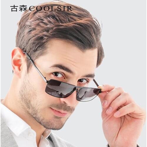 Mens-sunglasses Rectangle Vintage Al-mg Metal Frame Classic Black Polarized HD Driving UV Fashion Sunglasses