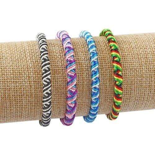 4pcs Handmade Charms Friendship Bracelet Wristband Cotton Silk Round Bangle Surfer Friends Gift Jewelry