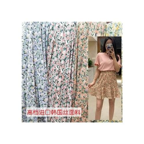 Chiffon pearl small cherry spring summer shirt dress fruit print breathable pearl yarn fabric 20200630229