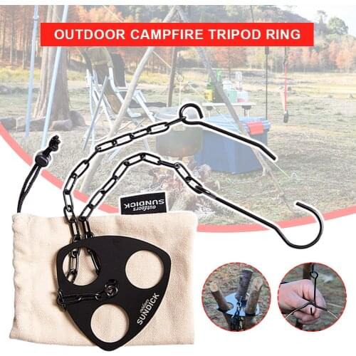 Camping Tripod Board Stainless Steel Campfire Grill Pot Holder with Adjustable Chain for Cookware Outdoor Camping Accessories