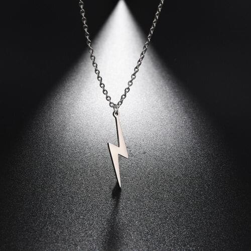 Skyrim 2021 Fashion Lightning Pendant Necklace for Women Girls Stainless Steel Cool Choker Chain Jewelry Gifts Party Wedding