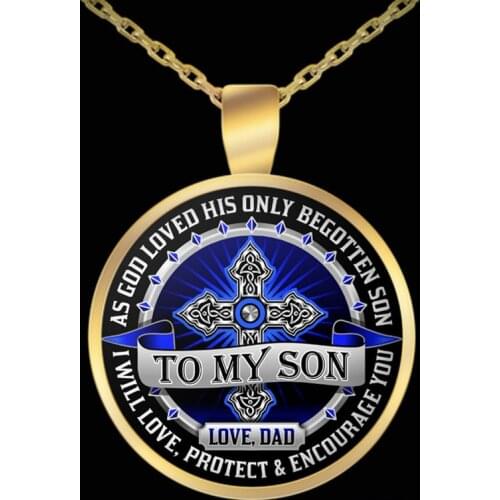 To My Son Glass Cabochon Statement Necklaces & Pendants Steampunk Jewelry Vintage Charm Chain Choker Jewelry Family Gift for Son