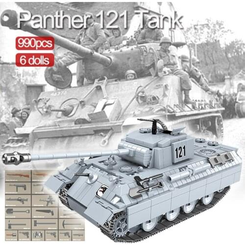 CB Military Tank Panther 121 Building Blocks WW2 Tiger 131 Bricks Set Soldiers Weapons Army Kids DIY Toys Models Children Gift