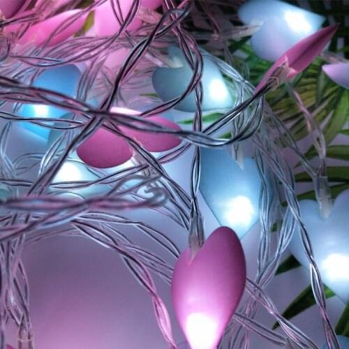 Korean Style Cloth Peach Heart Love Light String Wedding Christmas Party Holiday Room Decoration Battery Power Love Led String