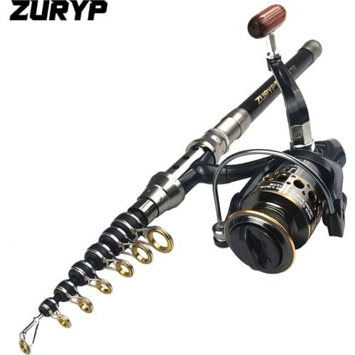 Carbon telescopic spinning fishing rod combo 2.1-3m travel short feeder rod boat rock pole fishing set carp bass pike