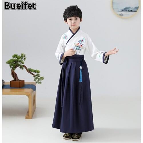 Traditional Chinese Clothing Boys Girls Hanfu Robe Ancient Embroidery Tang Suit Chinese Style Dance Costume School Uniform Suit